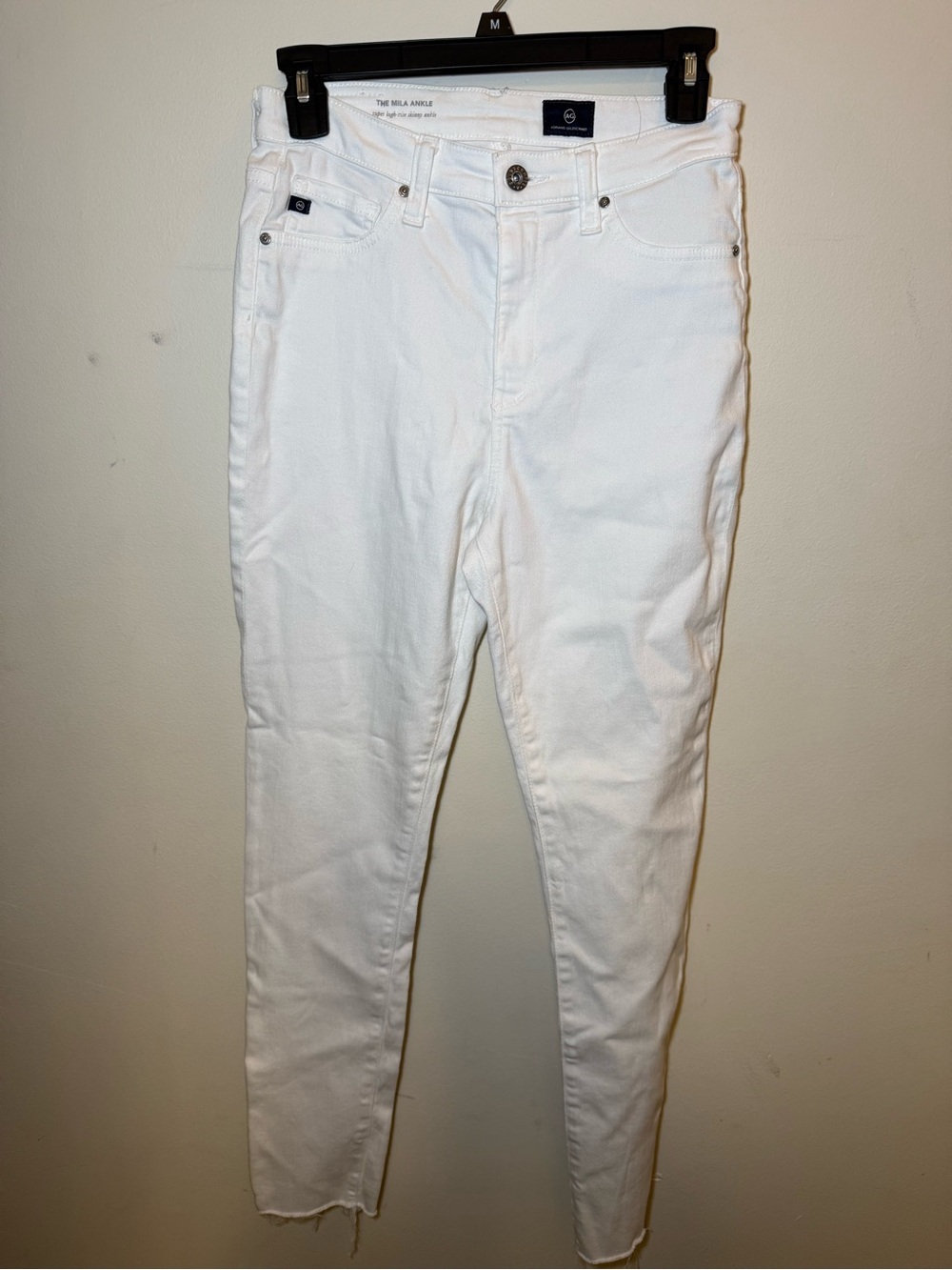 Adriano Goldschmied Mila White Ankle Jeans Pants Sz 27 High Rise Skinny Frayed